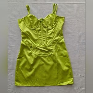 Pretty little thing dress size 10 highlighter green neon short corset dress
